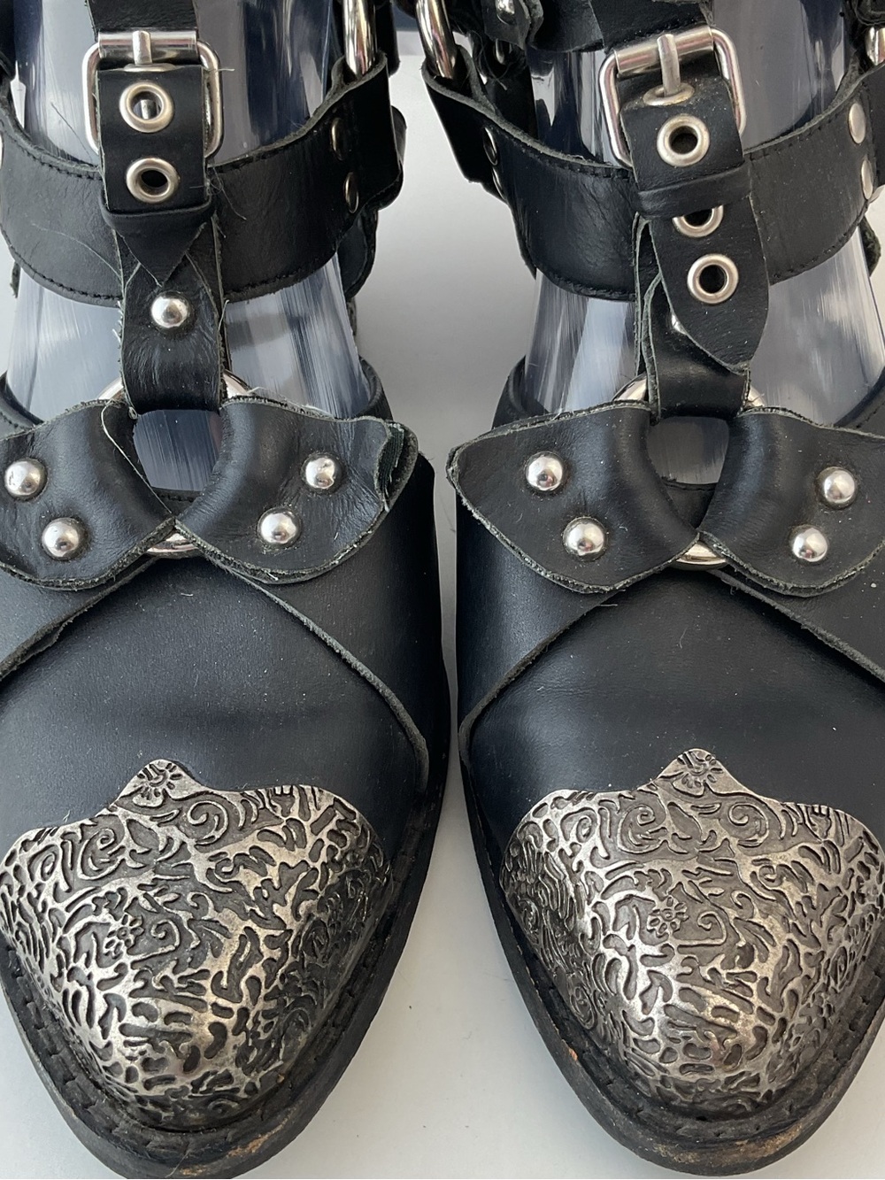 Extremely Rare Jeffrey Campbell Temeku Black/Silver Leather Boots Women’s Size 8 - Picture 3 of 16